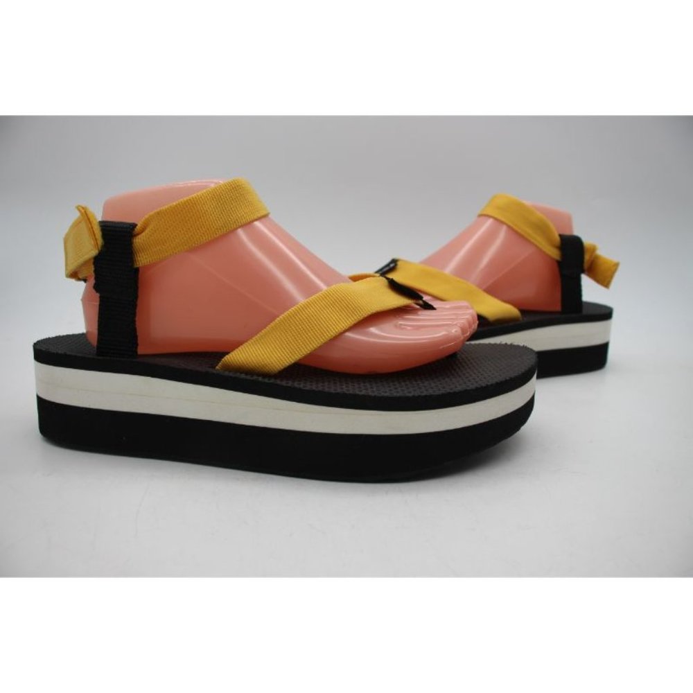 TEVA Flatform Flip Flop Platform Sandals Ankle Strap Yellow Women's Size 10